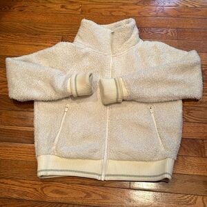 Athleta Ivory Fleece Zip Up Sweatshirt Small